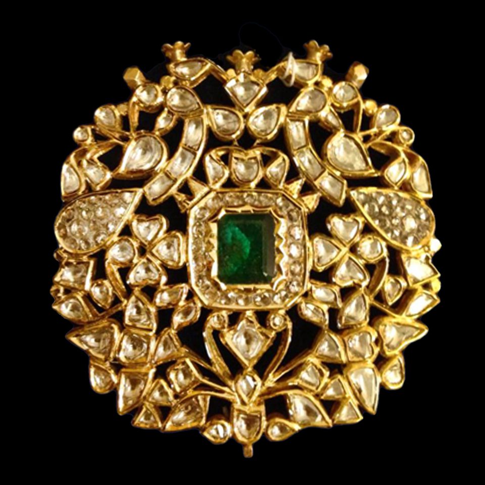 KMN 108 - Exquisite Emerald & Uncut Diamond Peacock Pendant