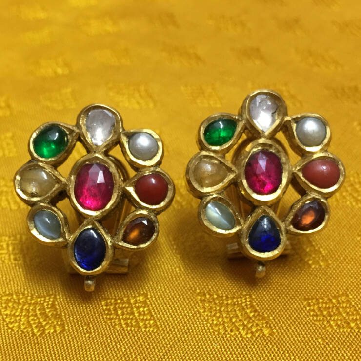 KMN 132 - Classy Navaratna Jadau Studs
