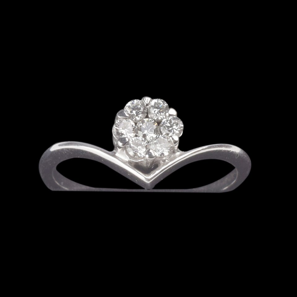 KMN 186 - Nakshatra Pattern White Gold Ring