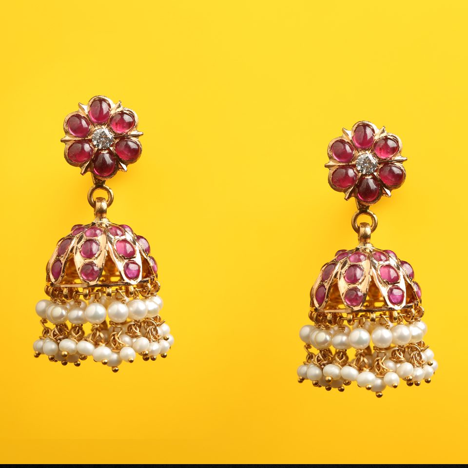 KMN 189 - Antique Ruby Jhumka