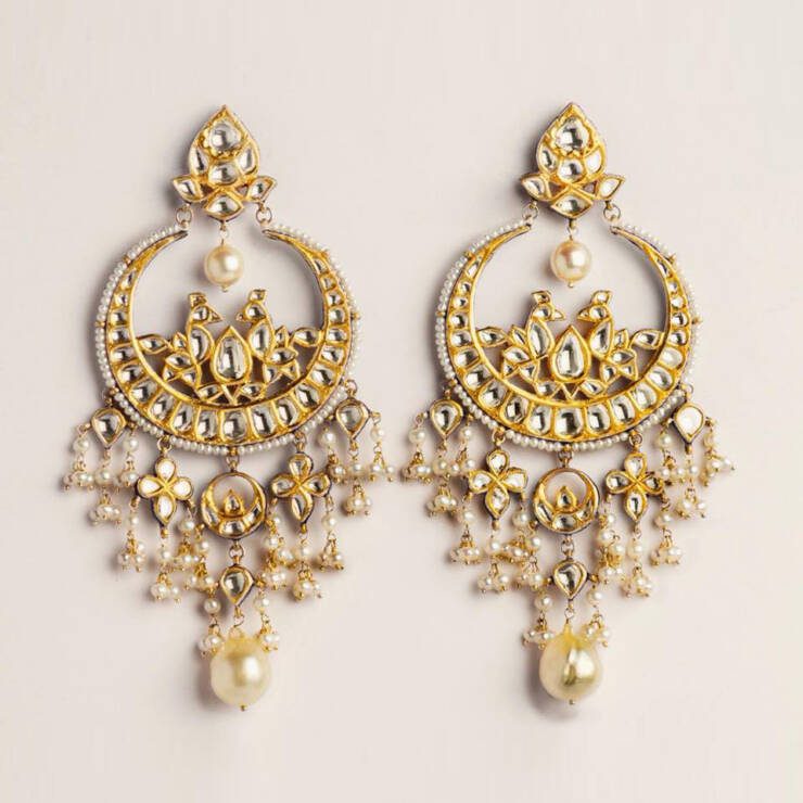KMN 199 - Diamond Polki Chaand Earrings