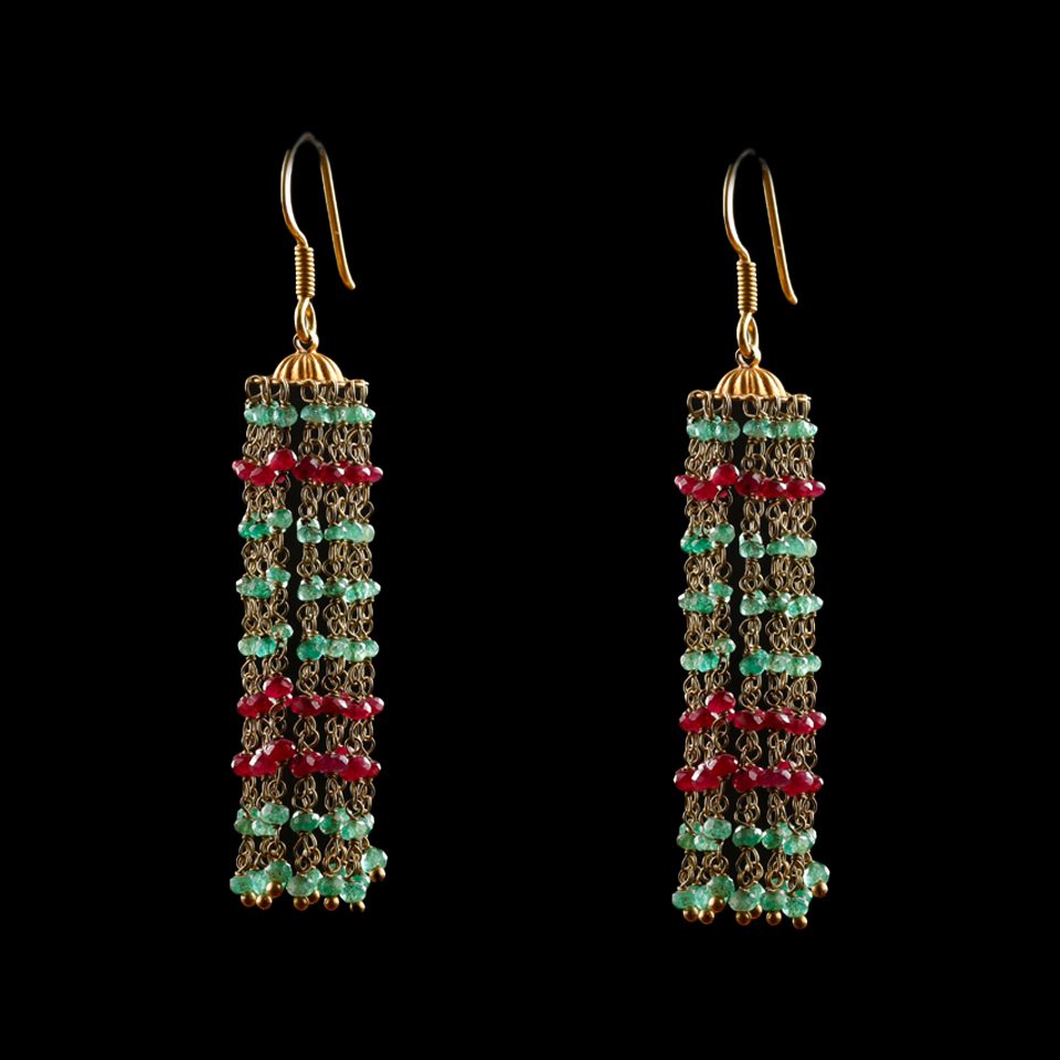 KMN 214 - Earring Jhumka Emerald & Ruby