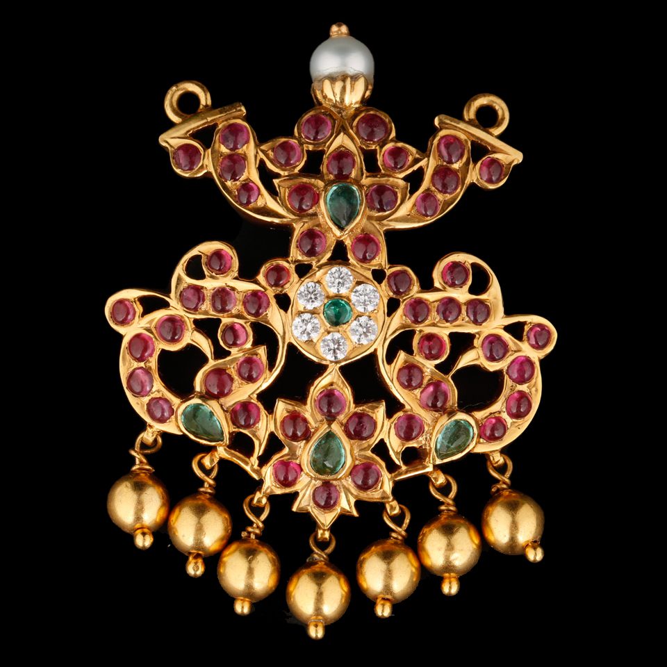 KMN 231 - Ruby Emerald and Diamond Peacock Pendant
