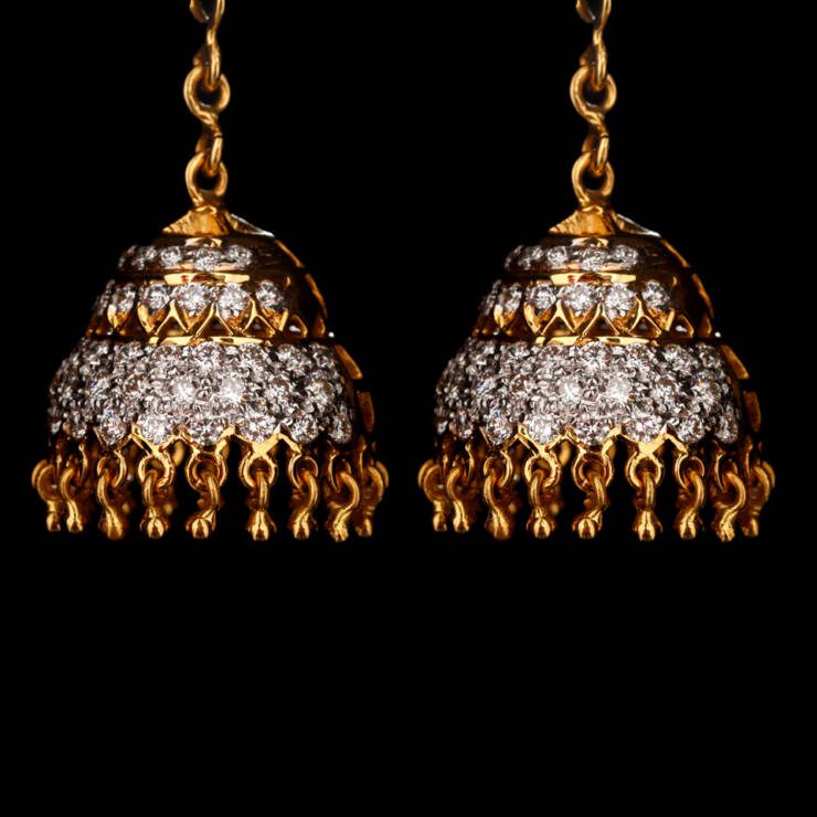 KMN 238 - Honeycomb Pattern Diamond Jhumka