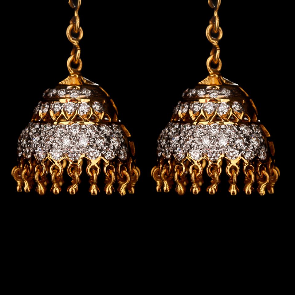 KMN 238 - Honeycomb Pattern Diamond Jhumka