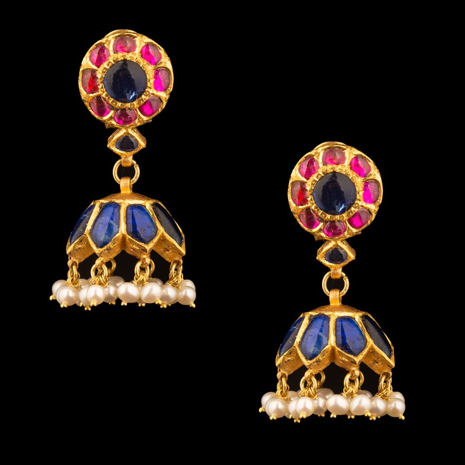 KMN 324 - Ruby & Sapphire Earrings
