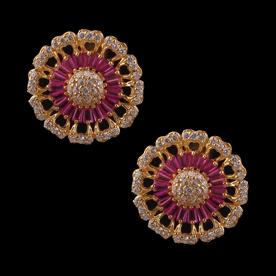 KMN 326 - Ruby & Diamond Earrings